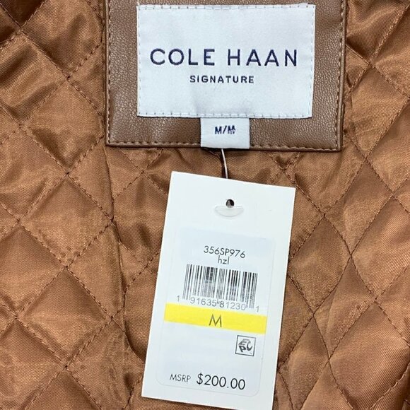 Cole Haan Signature Brown Faux Leather Jacket - Picture 4 of 6